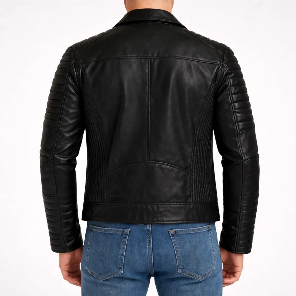 JORDAN Black Leather Jacket For Men