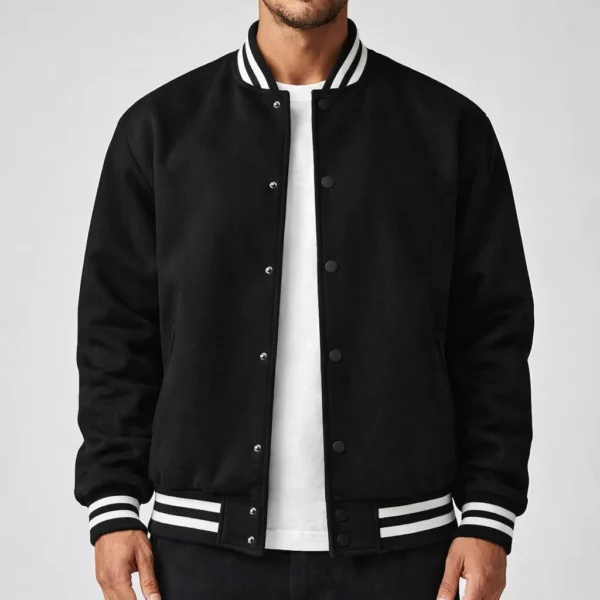 KEVIN Black Fleece Jacket For Men