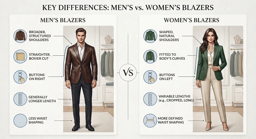 Key-Differences-Between-Mens-and-Womens-leather-Blazers