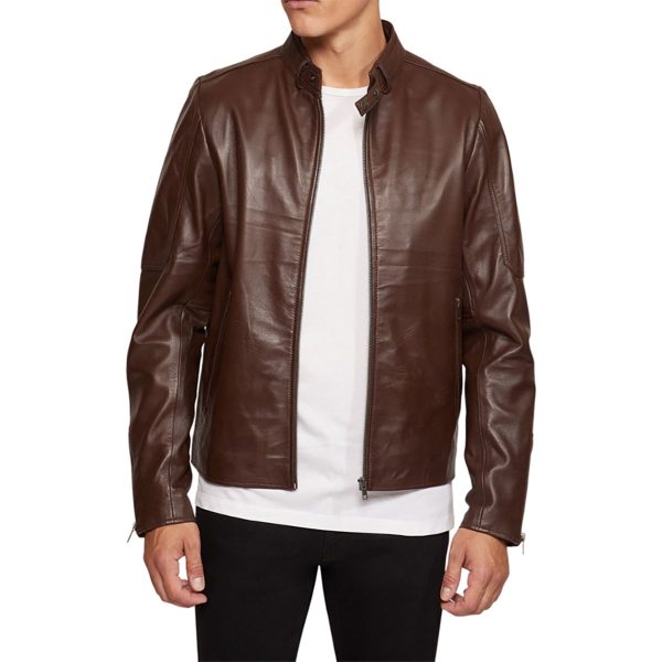 CYPHER Brown Leather Jacket For Men