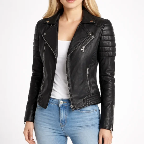 MAVEN Black leather Jacket For Women