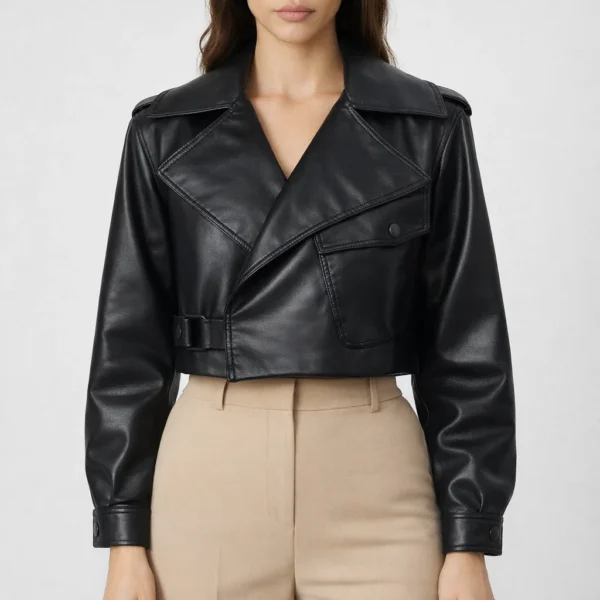MAVERICK Black Leather Jacket For Women