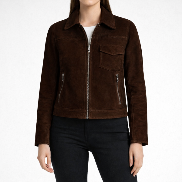 MOXIE Dark Brown Leather Jacket For Women