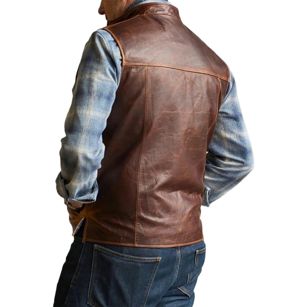 Brown Leather Vest For Men