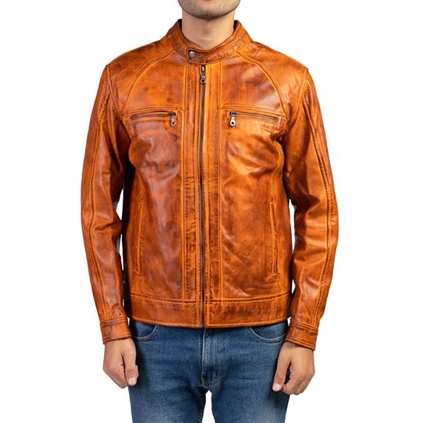 RYKER Brown Leather Jacket For Men