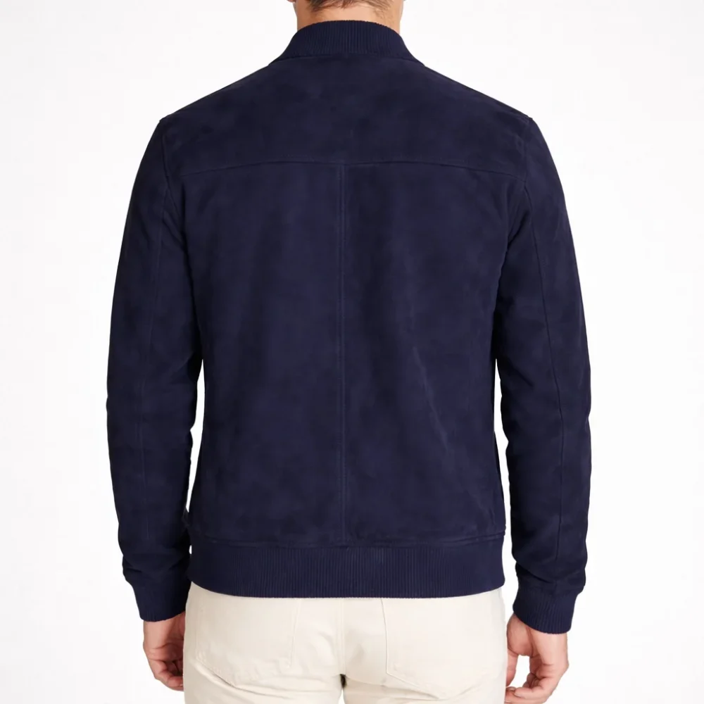 ROAMER Navy Blue Suede Leather Jacket For Men