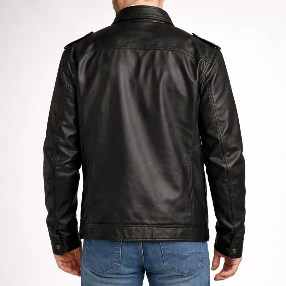 STERLING Black Leather Jacket For Men