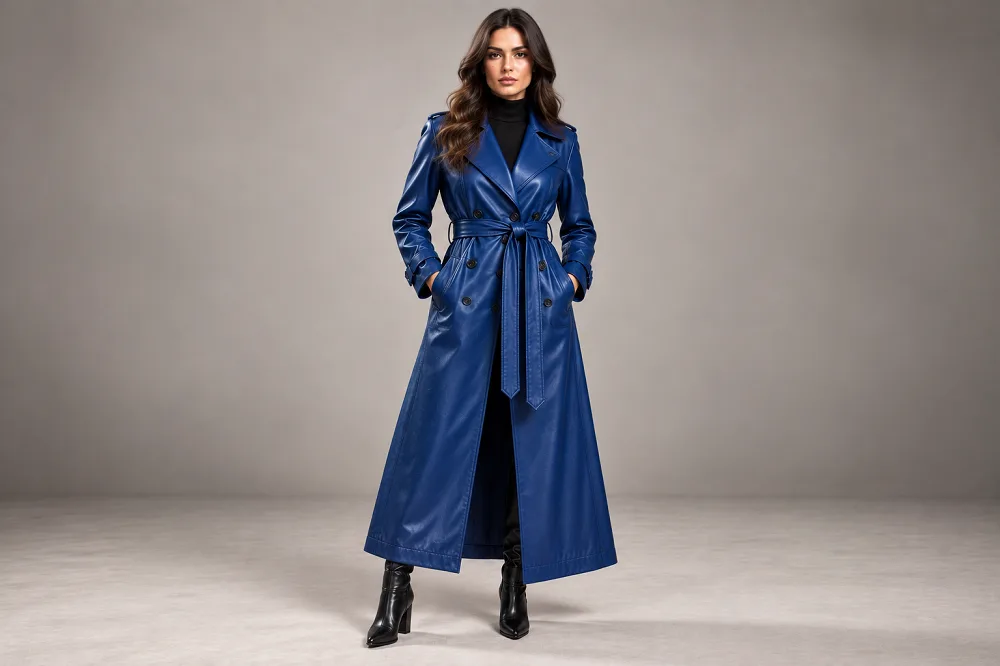 Sapphire-Blue-Leather-Long-Coat-for-women