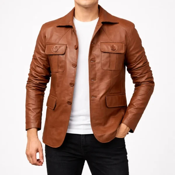 TALON Brown Leather Jacket For Men