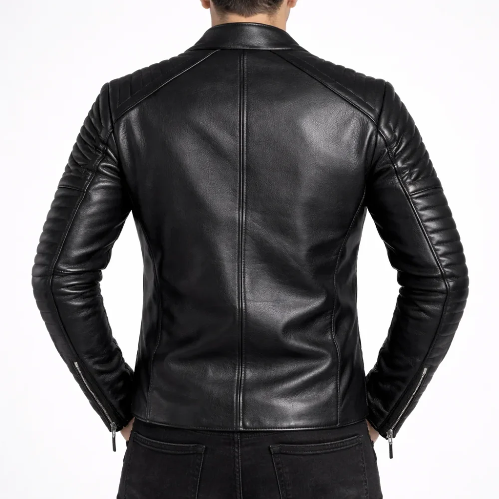 TERRAIN Black Leather Jacket For Men