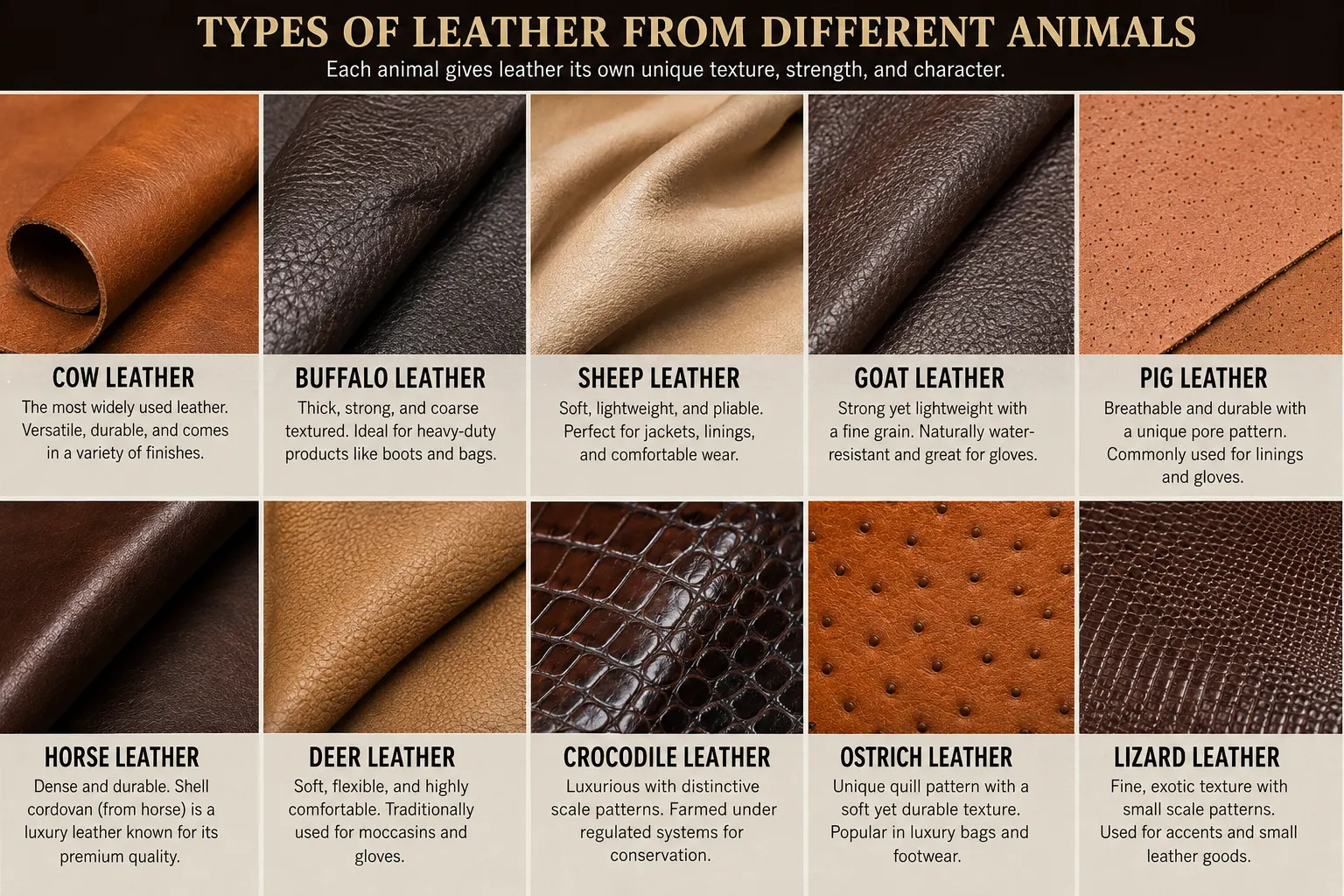 Types-of-leather-from-different-animals