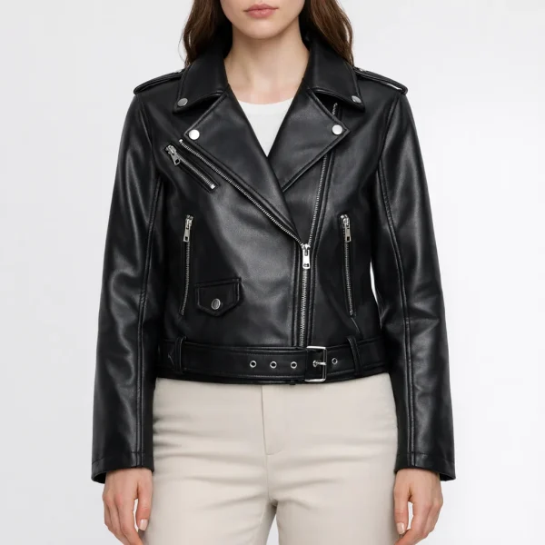 URBAN Black Leather Jacket For Women