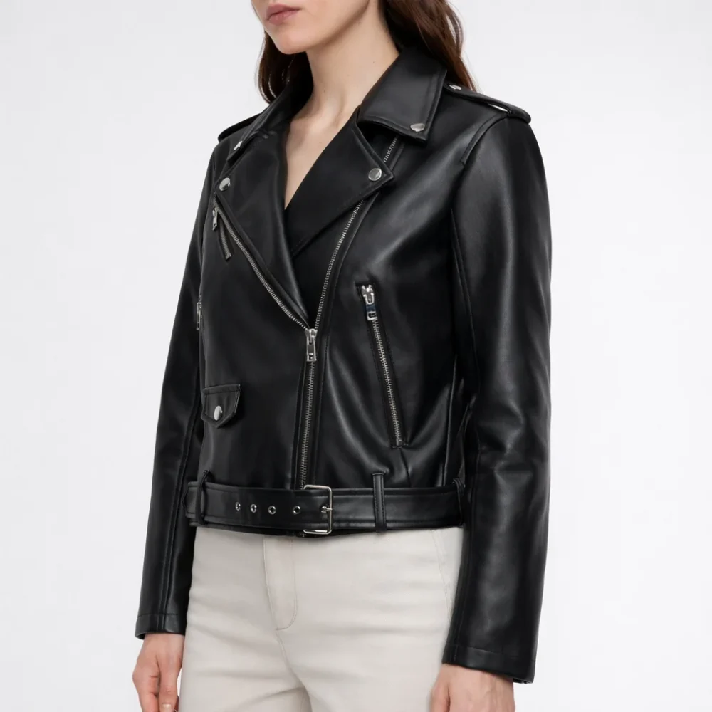 URBAN Black Leather Jacket For Women