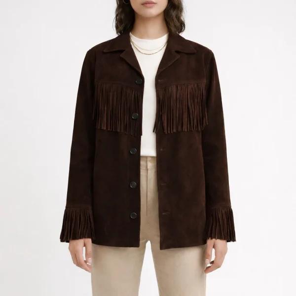 VELOUR Dark Brown Leather Jacket For Women