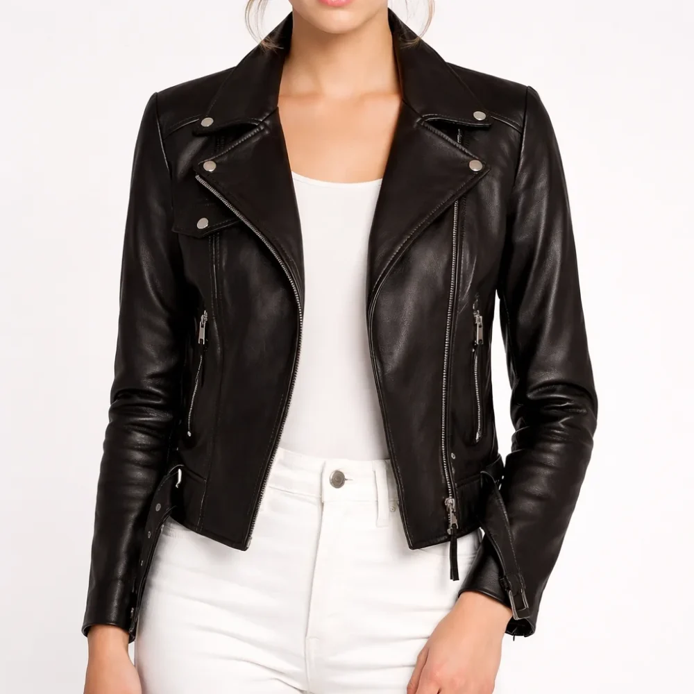 VICTORIA Black Leather Jacket For Women