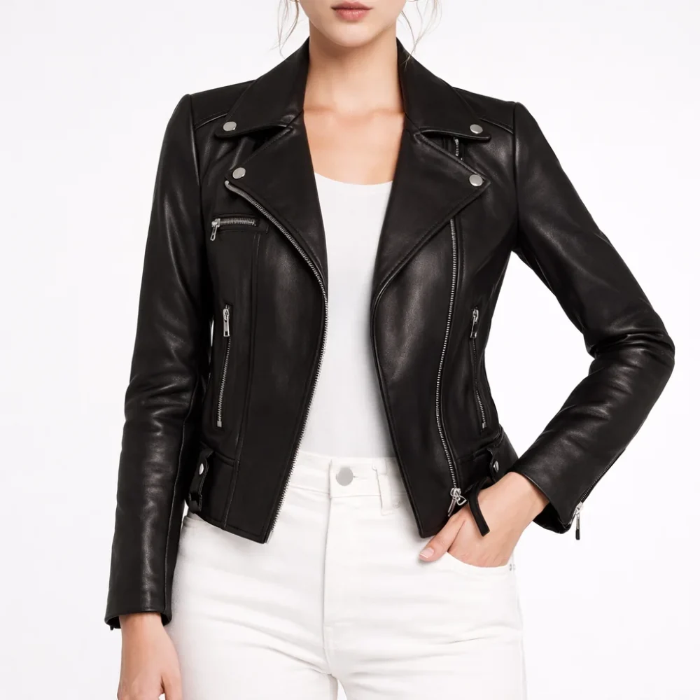 VICTORIA Black Leather Jacket For Women