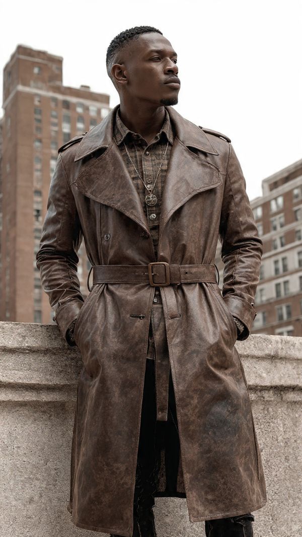 Vintage-Brown-Leather-Trench-Coat