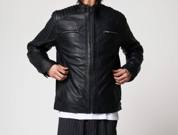 RAVEN Mens Leather Racer Jacket