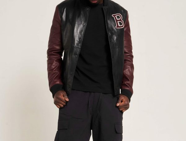 VARSITY Mens Leather  Jacket Maroon color