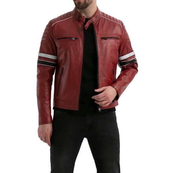 Radish Brown Leather Jacket For men
