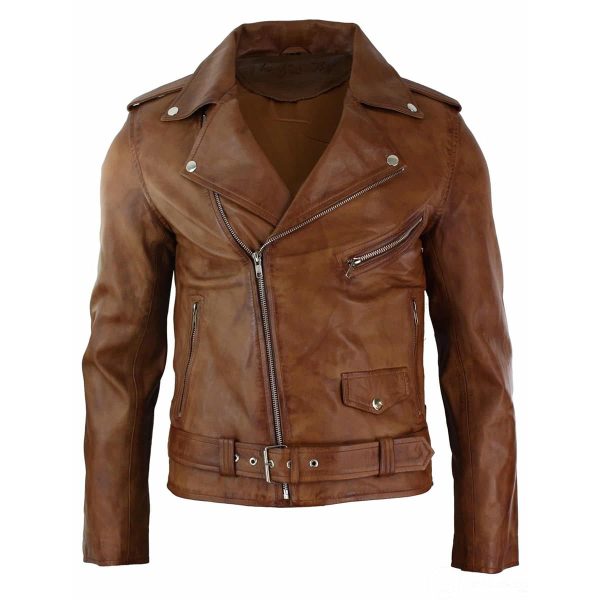 JAXON Brown Leather Jacket For Men