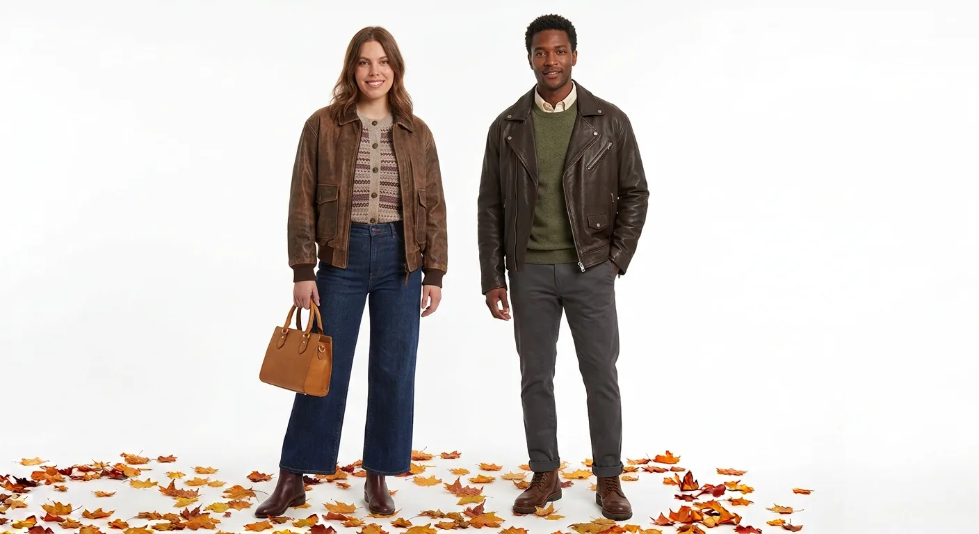 layered-brown-leather-jackets-men-women-autumn-outfit