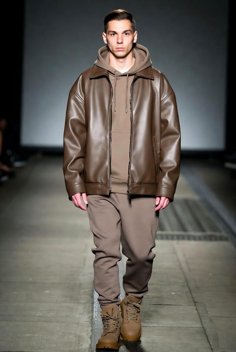 oversized fit leather jacket men