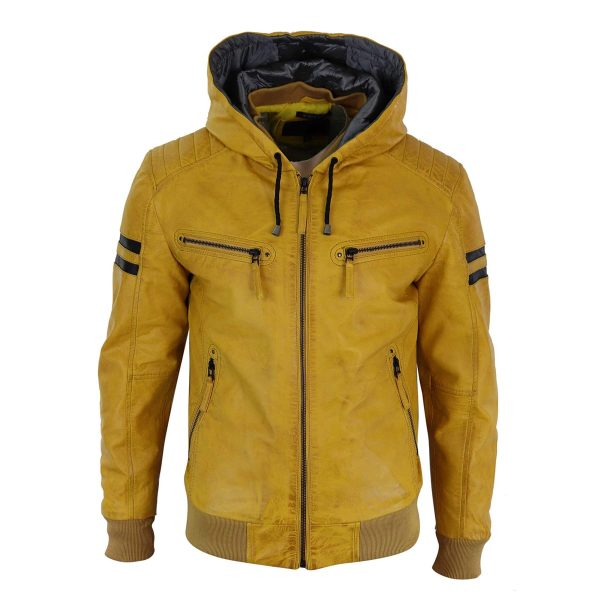 SABLE Yellow Leather Jacket For Men