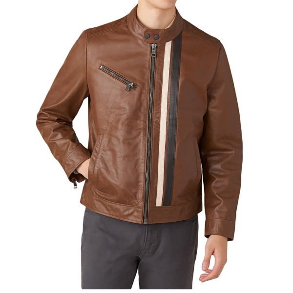 STRIKER Brown Leather Jacket For Men