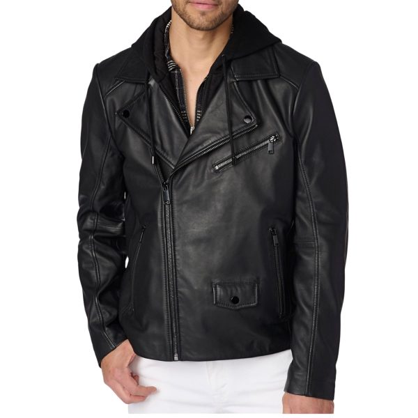 VANGUARD Black Leather Jacket For Men