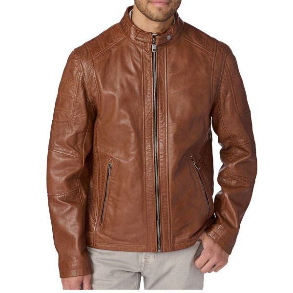 ENZO Brown Leather Jacket For Men